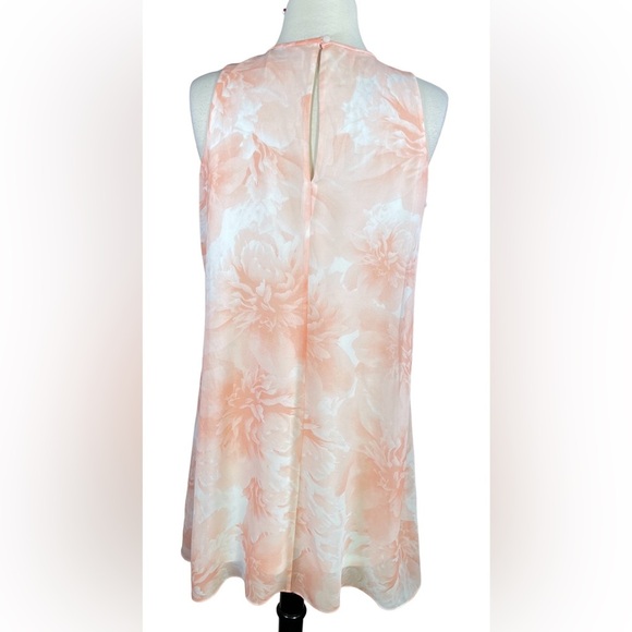 CALVIN KLEIN ~ Blush Pink and White Romantic Floral Print Swing Dress ~ Size 8P - Picture 4 of 5